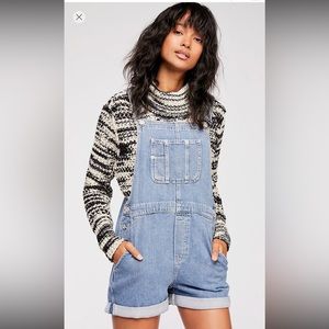 Free People Overall Denim Shorts
